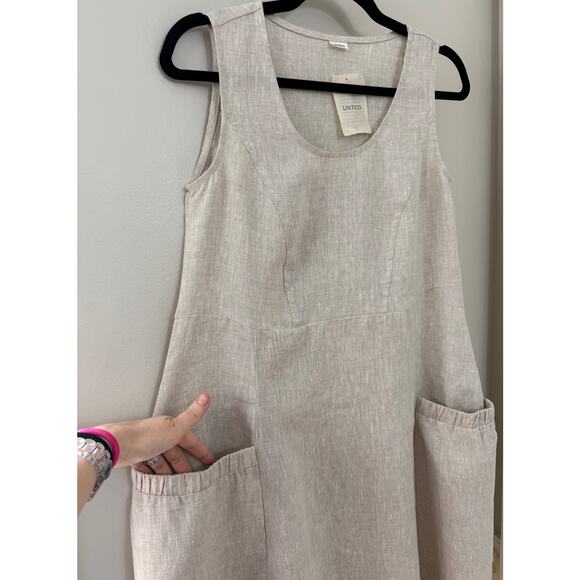 NWT Lintco Minimalist Capsule Lagenlook 100% Linen Beige Swing Tank Dress S/M - Picture 5 of 16